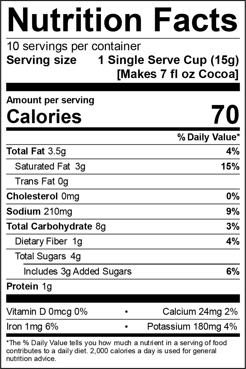 Chocolate Supreme Nutrition Information